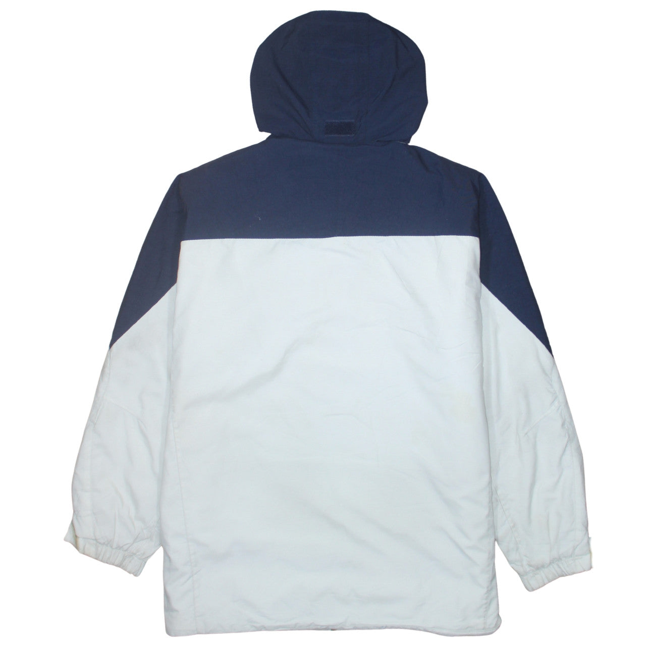 Nike Mens White Blue Hooded Puffer Jacket Size L Winter Coat