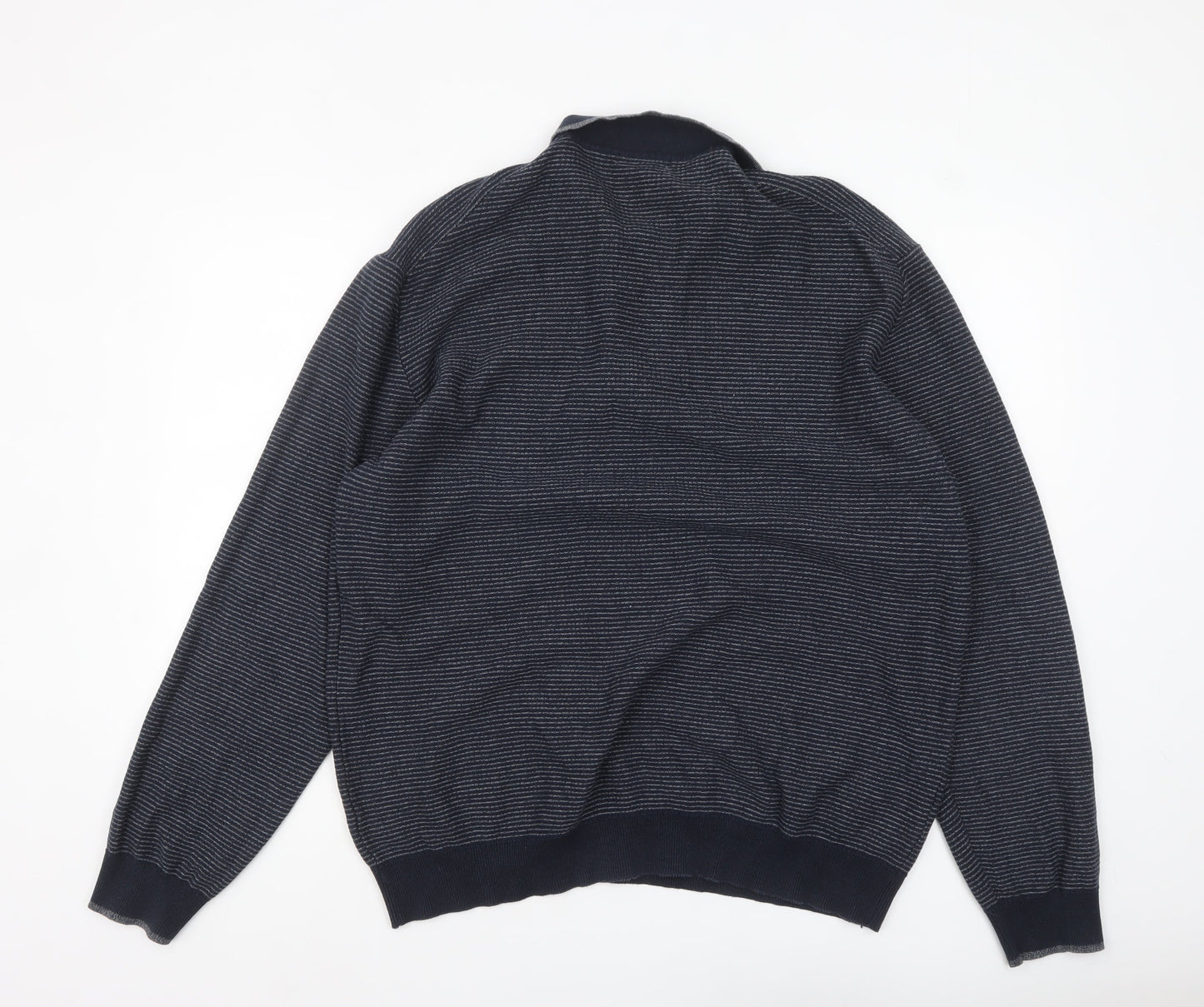 Tu Men's Blue 2XL Collared Half Zip Cotton Jumper
