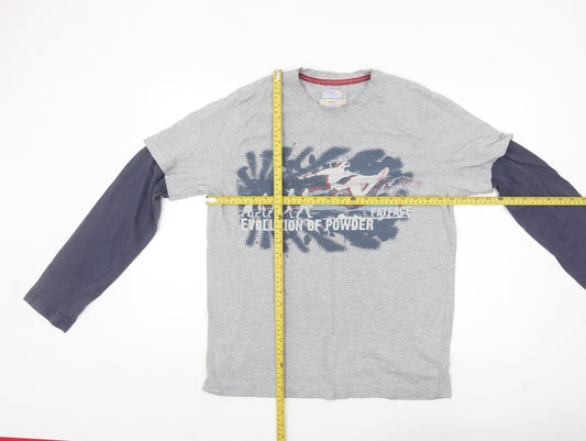 Fat Face Men's Grey Long Sleeve Graphic Sports T-Shirt Size M