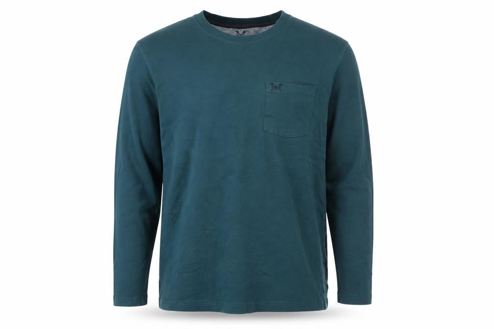 Crew Clothing Men's Green Long Sleeve Cotton Top L