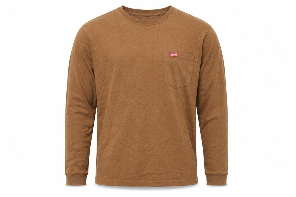 Coleman Men’s Brown Long Sleeve Regular Fit Cotton Blend Top M