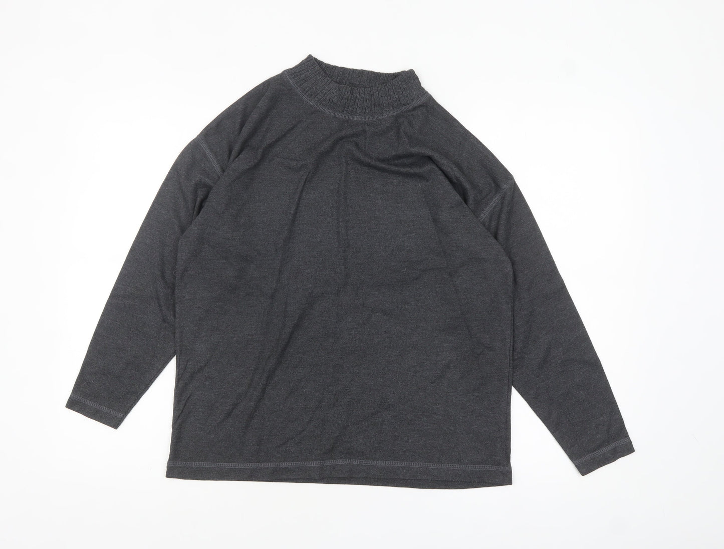 Anne Brooks Petite Womens Grey Mock Neck Long Sleeve Jersey Top Size S