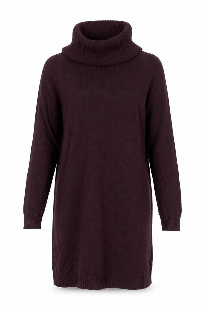 Front view of Market & Spruce Women Brown Knit Roll Neck Jumper Dress L