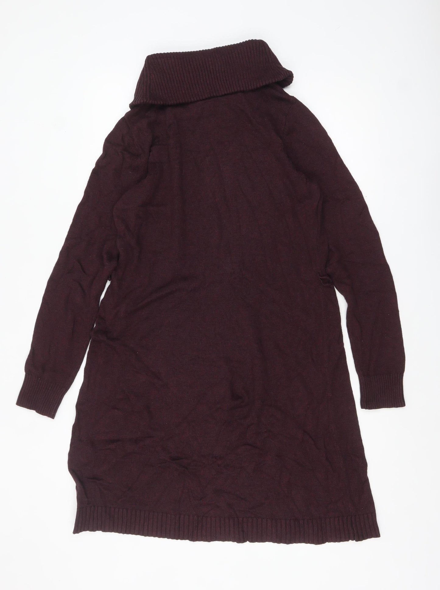 Market & Spruce Women Brown Knit Roll Neck Jumper Dress L