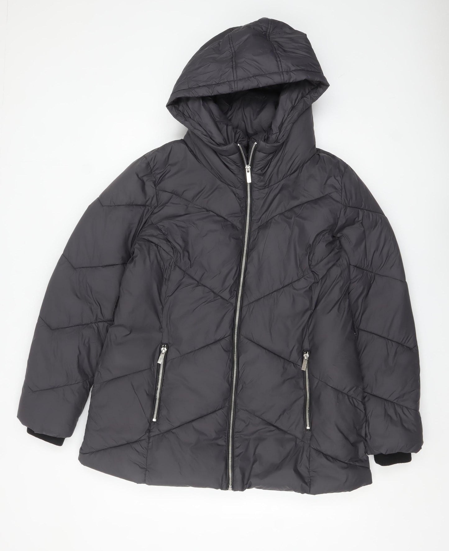 Phase Eight Women's Black Hooded Puffer Jacket Size 16