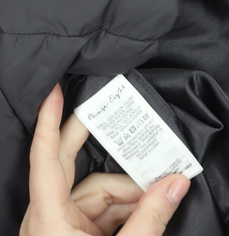 Phase Eight Women's Black Hooded Puffer Jacket Size 16