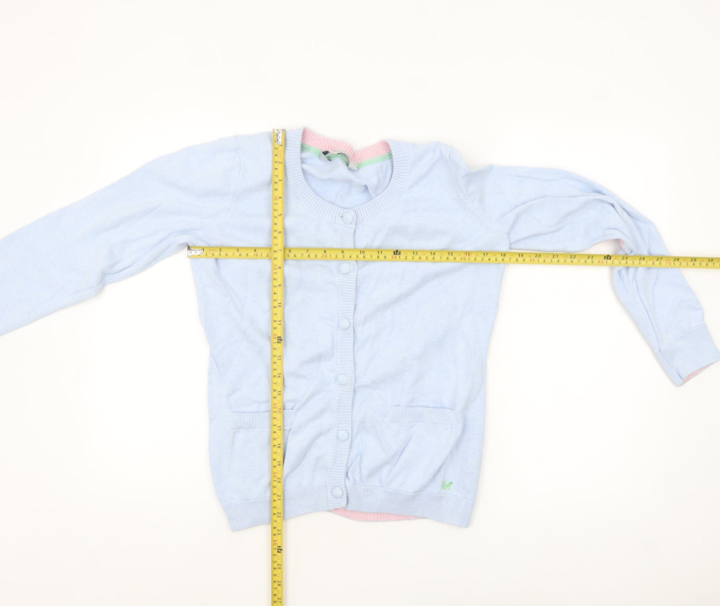 Crew Clothing Co. Women's Blue Cotton Button Cardigan Size 14