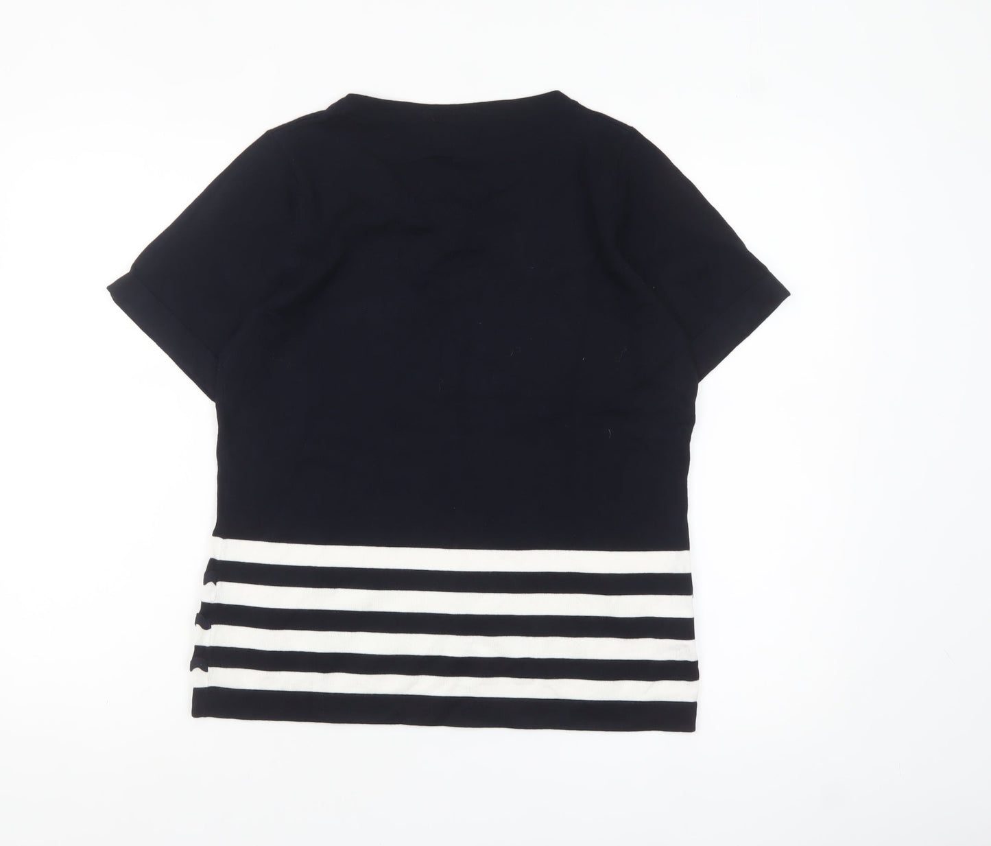CC Women Blue White Striped Short Sleeve Knit Pullover Jumper L