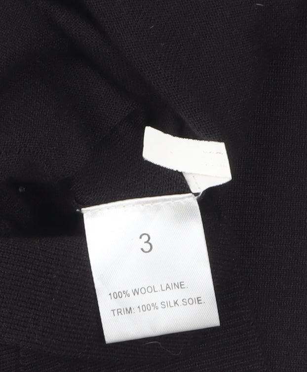 Nougat London Womens Black Wool Long Sleeve V-Neck Cardigan Size 12