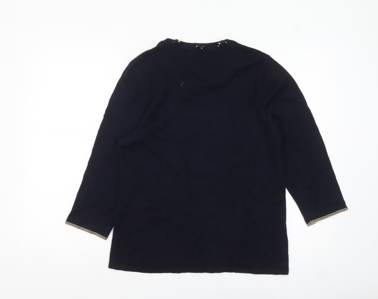 Eastex Women’s Blue 3/4 Sleeve Bow Neck Pullover Jumper Size 16