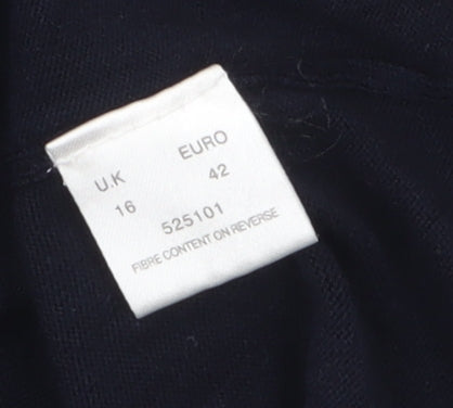 Eastex Women’s Blue 3/4 Sleeve Bow Neck Pullover Jumper Size 16