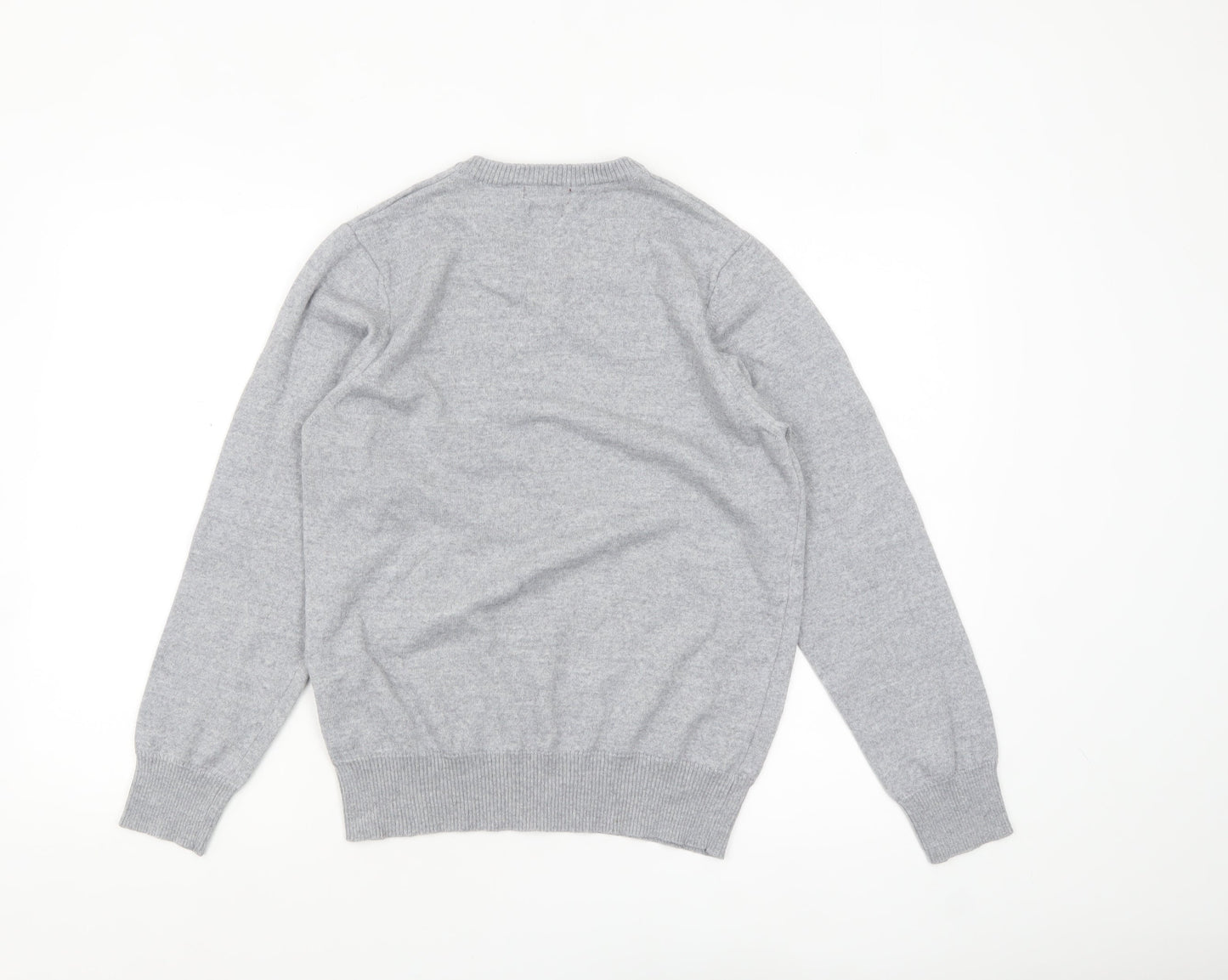 River Island Men’s Grey Merino Wool Blend V-Neck Jumper M