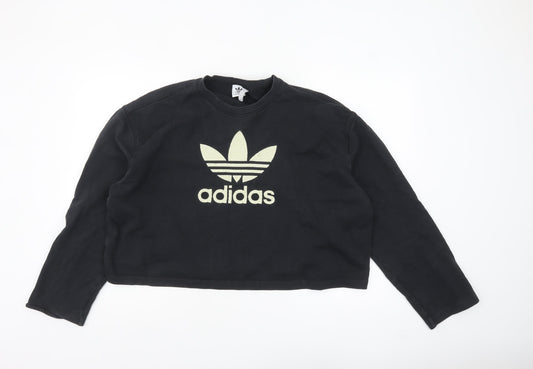 Adidas Womens Black Size 16 Crew Neck Logo Pullover Sweatshirt