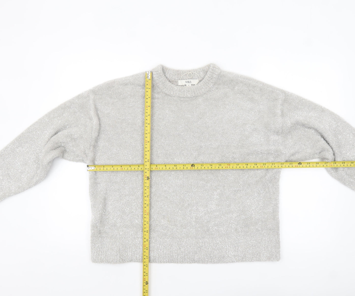 Marks and Spencer Womens Grey Glitter Knit Pullover Jumper M