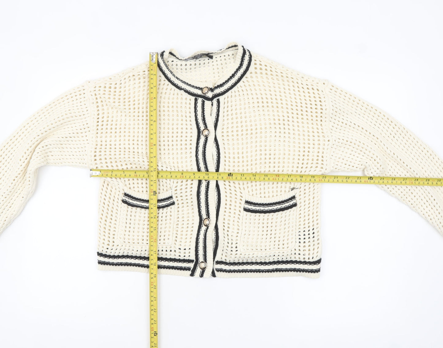 Next Women's Ivory Knit Cardigan Size 14 Chunky Cotton Button-Up