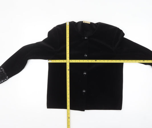 Classics Women's Black Sequin Cuff Velvet Jacket Size 12