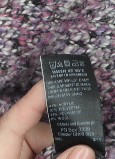 Marks and Spencer Women Lilac Mix Size 16 Open Knit Cardigan