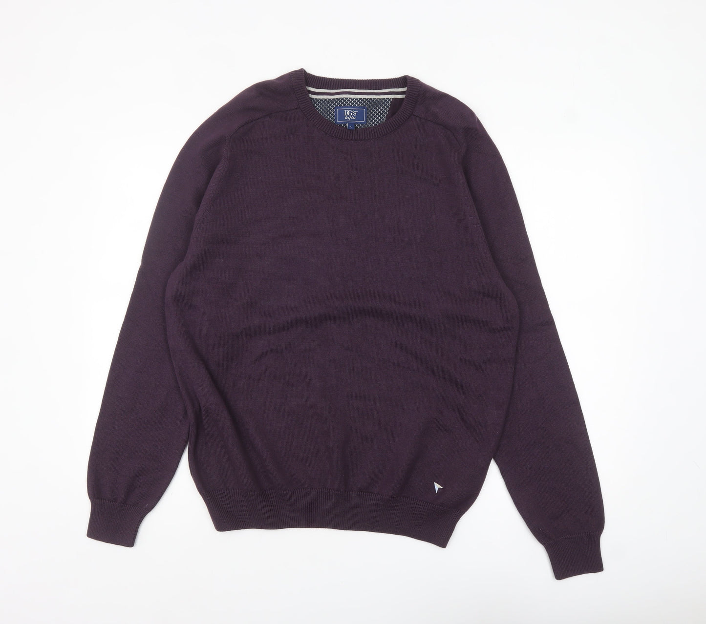 DG'S Drifter Men's Purple Cotton Acrylic Crew Neck Jumper L