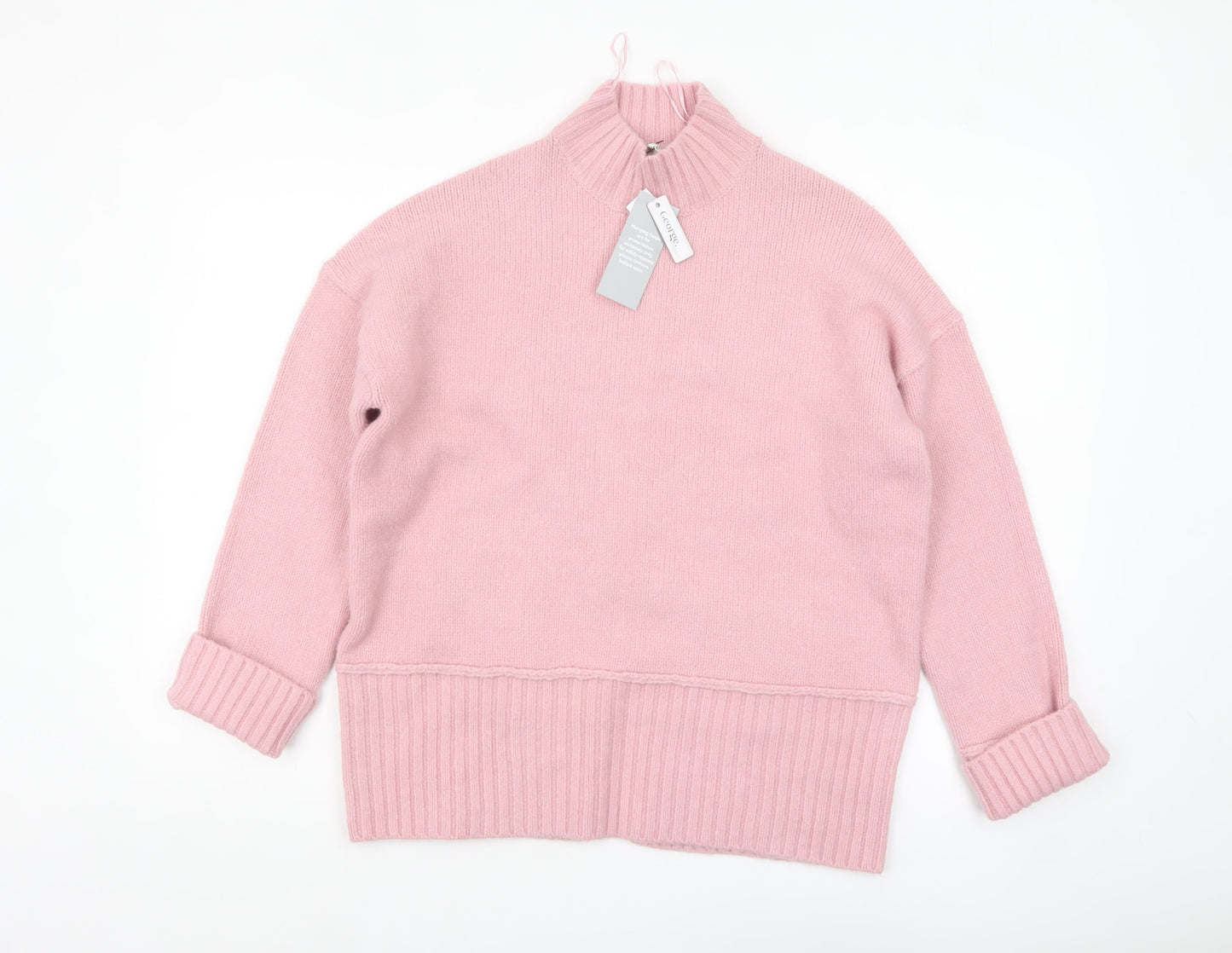 George Women's Pink Mock Neck Knit Jumper Size S 8-10