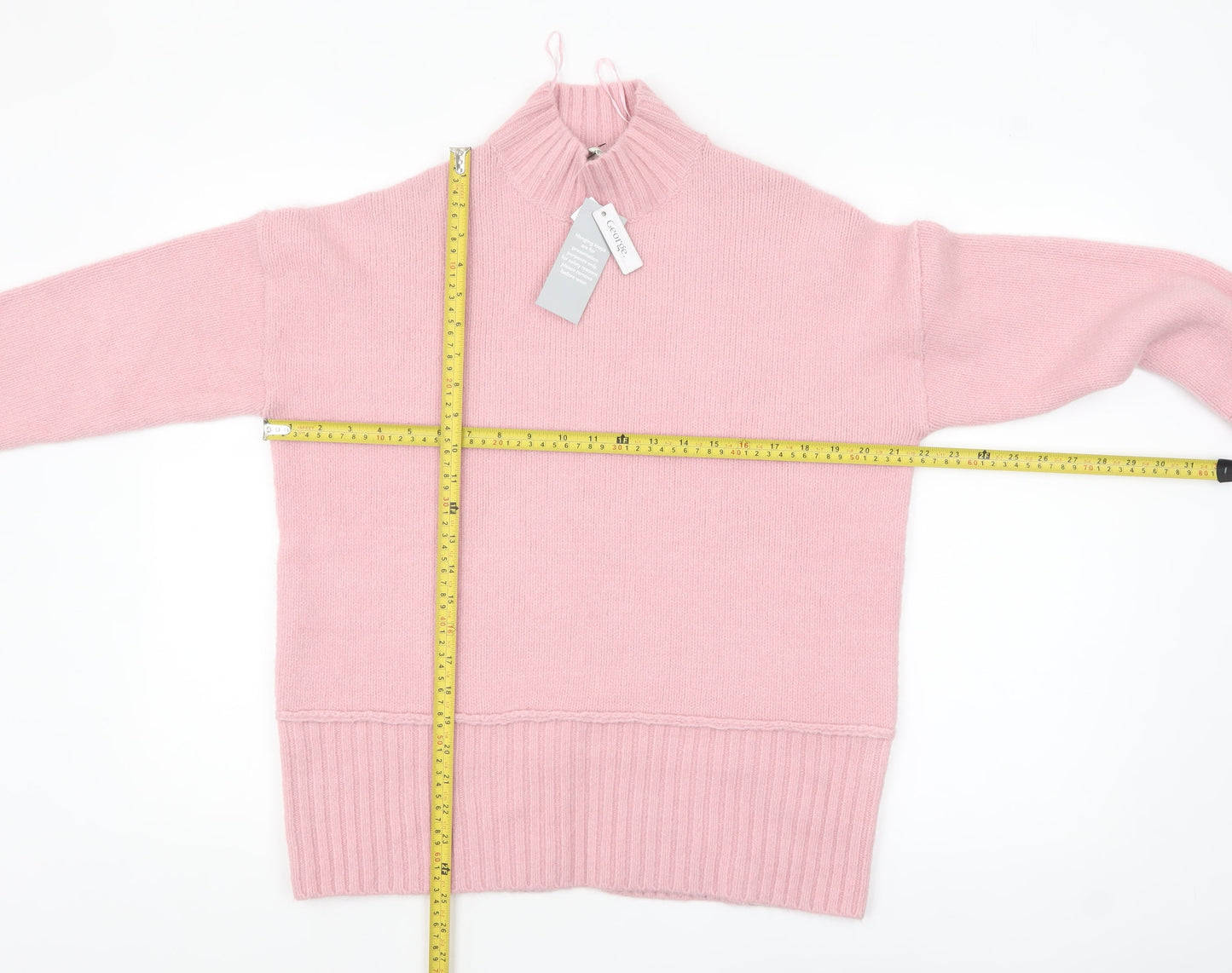 George Women's Pink Mock Neck Knit Jumper Size S 8-10