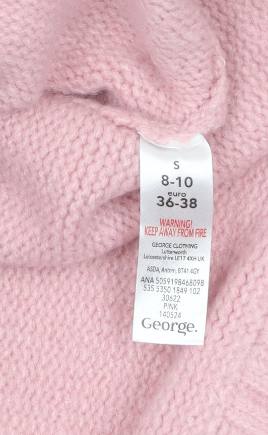 George Women's Pink Mock Neck Knit Jumper Size S 8-10