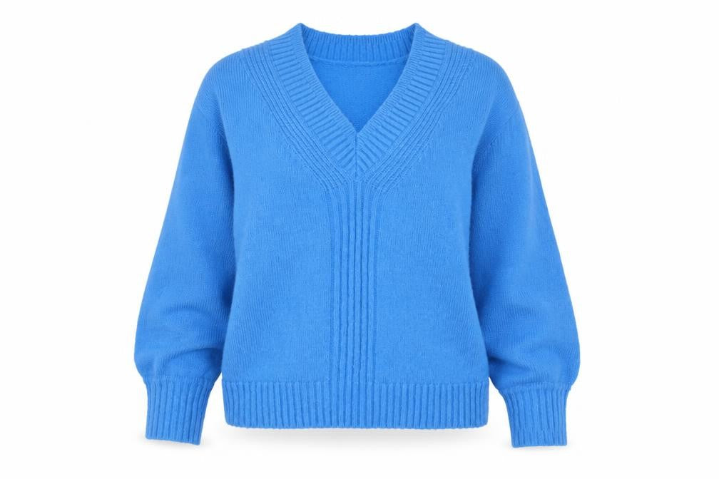 Marks & Spencer Per Una Women’s Blue V-Neck Wool Blend Jumper Size S