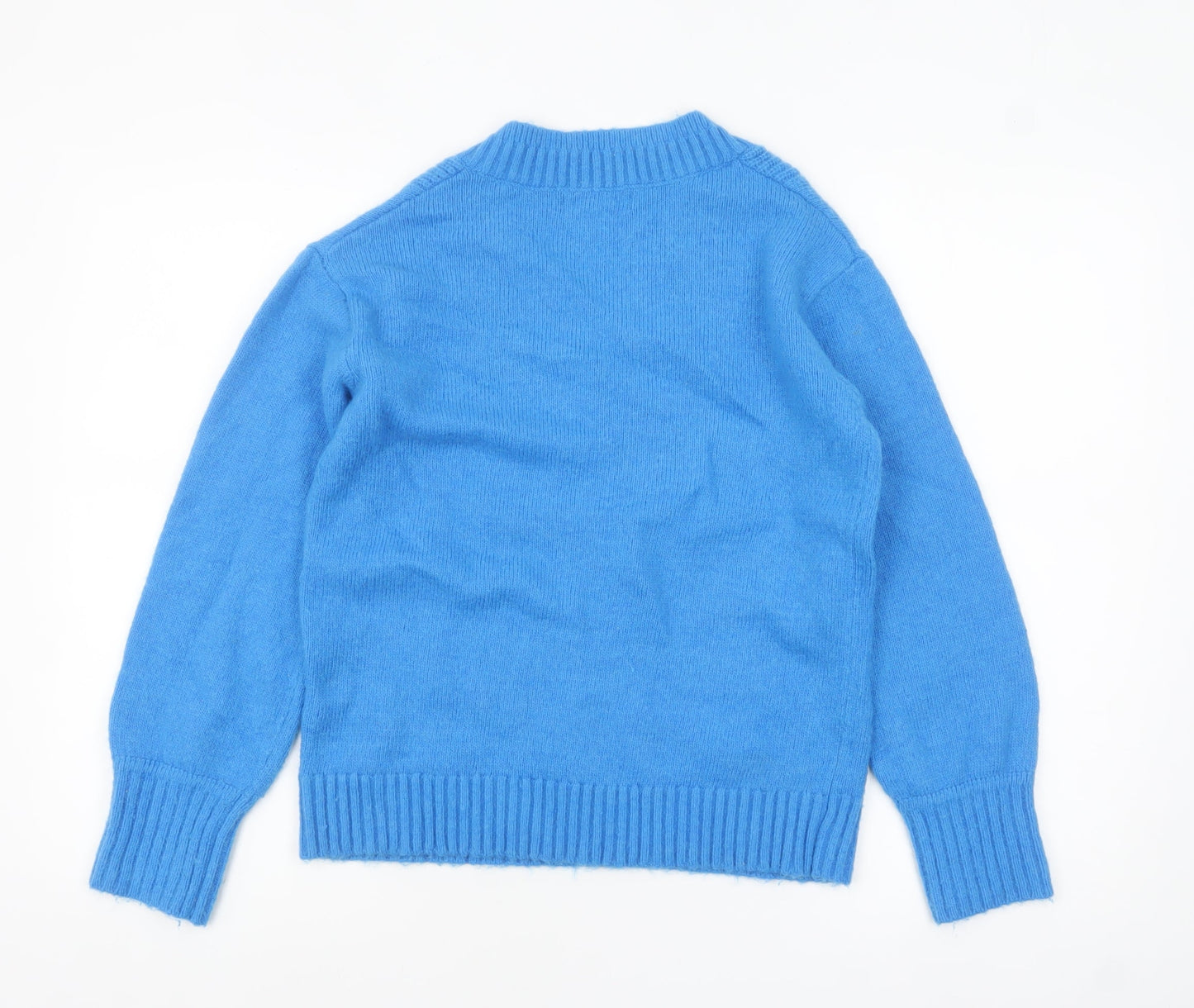 Marks and Spencer Per Una Women’s Blue V-Neck Wool Blend Jumper Size S