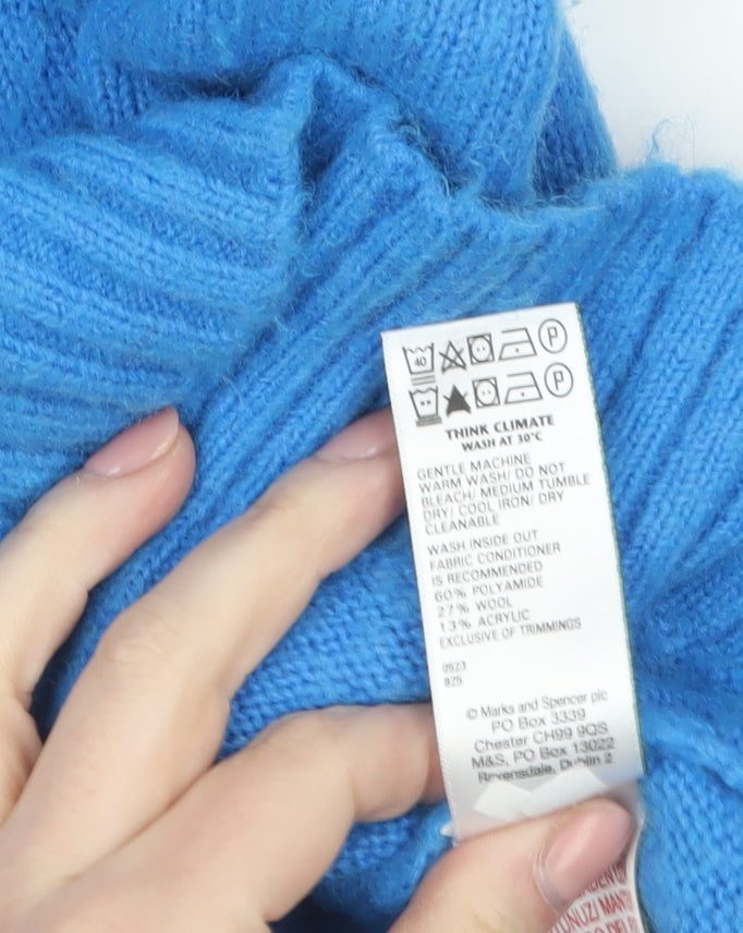 Marks and Spencer Per Una Women’s Blue V-Neck Wool Blend Jumper Size S