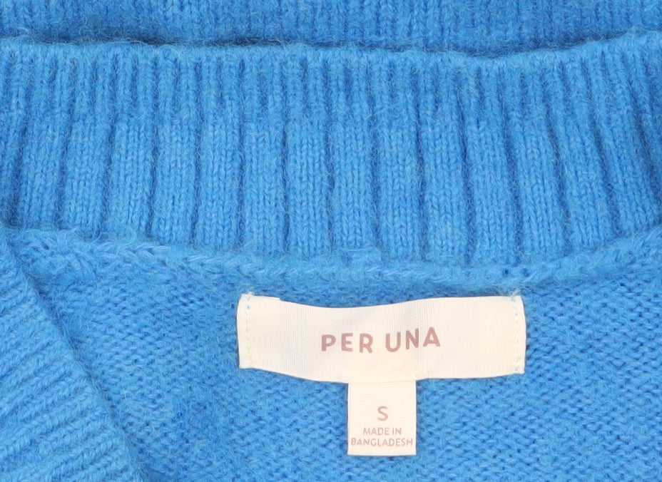 Marks and Spencer Per Una Women’s Blue V-Neck Wool Blend Jumper Size S