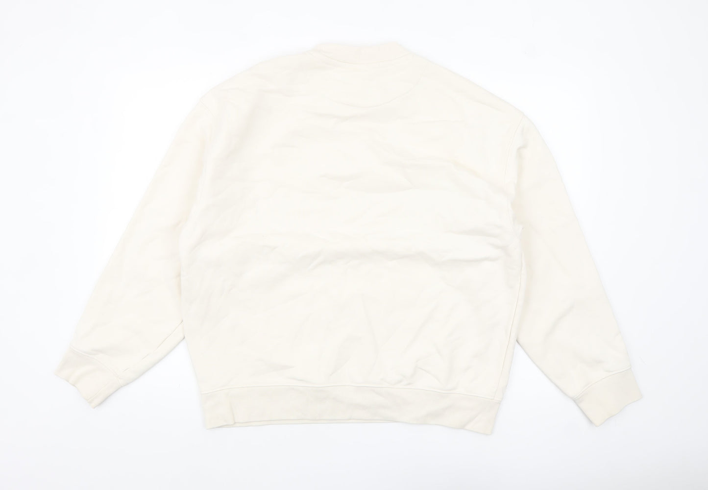 H&M Men’s Ivory Cotton Crew Neck Sweatshirt Size M Regular Fit