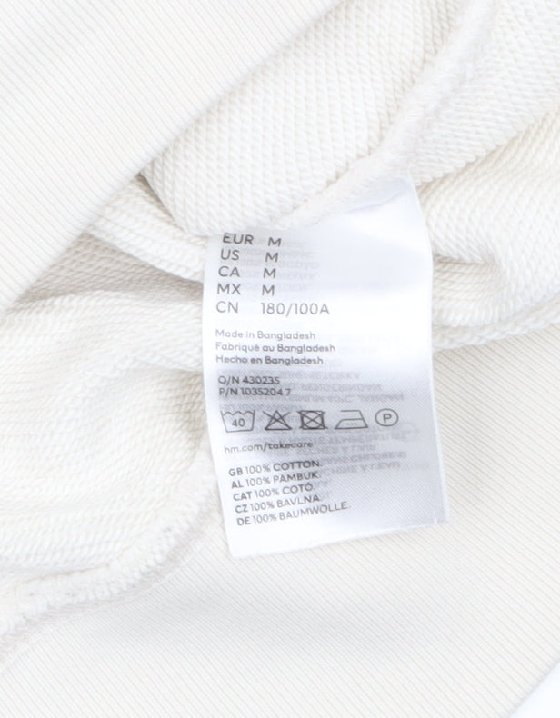 H&M Men’s Ivory Cotton Crew Neck Sweatshirt Size M Regular Fit