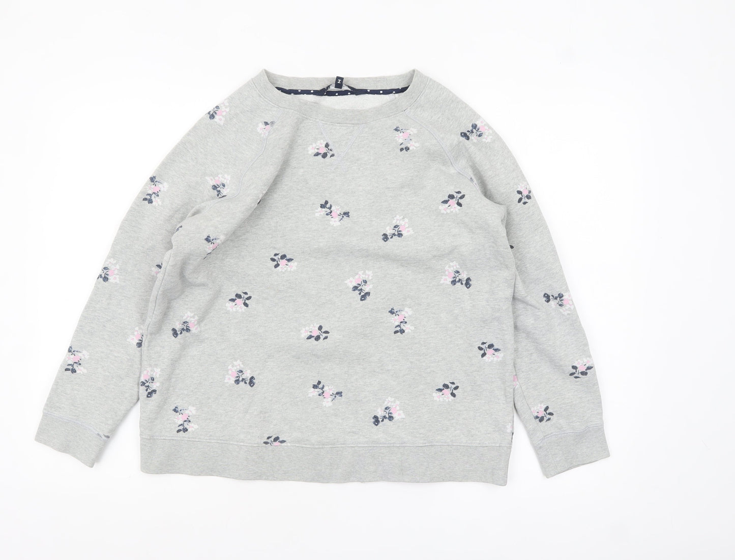 Crew Clothing Women Grey Floral Pullover Sweatshirt Size M Cotton Blend