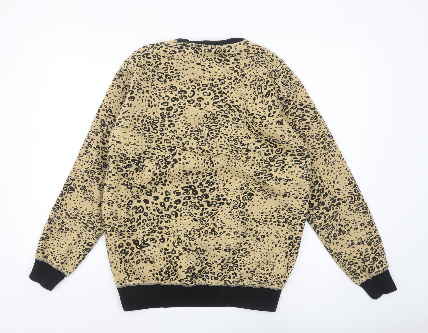 MP Men's Beige Animal Print Crew Neck Sweatshirt M Regular Fit
