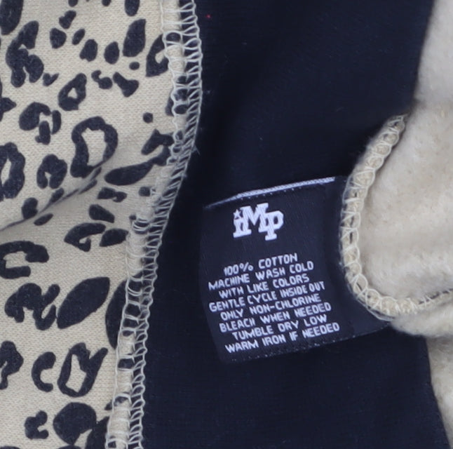MP Men's Beige Animal Print Crew Neck Sweatshirt M Regular Fit