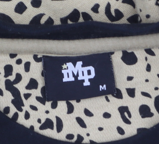 MP Men's Beige Animal Print Crew Neck Sweatshirt M Regular Fit