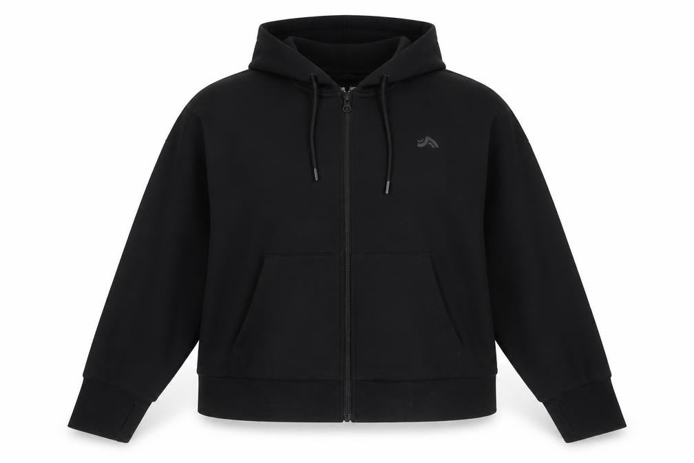 Crivit Womens Black Full Zip Hoodie Size L 16 Hooded Sweatshirt
