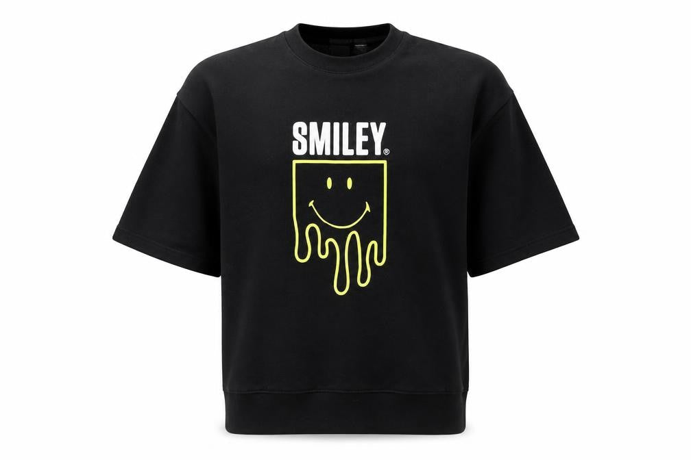 Zara Smiley Men’s Black M Pullover Sweatshirt Short Sleeve Graphic