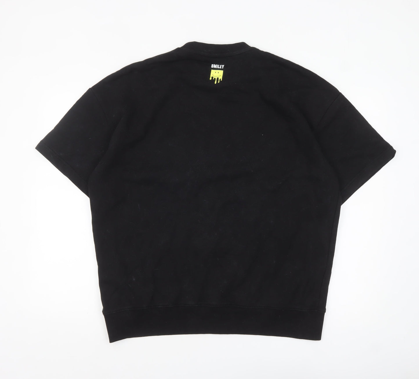 Zara Smiley Men’s Black M Pullover Sweatshirt Short Sleeve Graphic