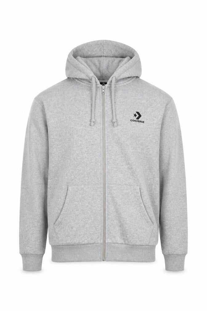 Converse Men's Grey Full Zip Hoodie Medium Cotton Blend