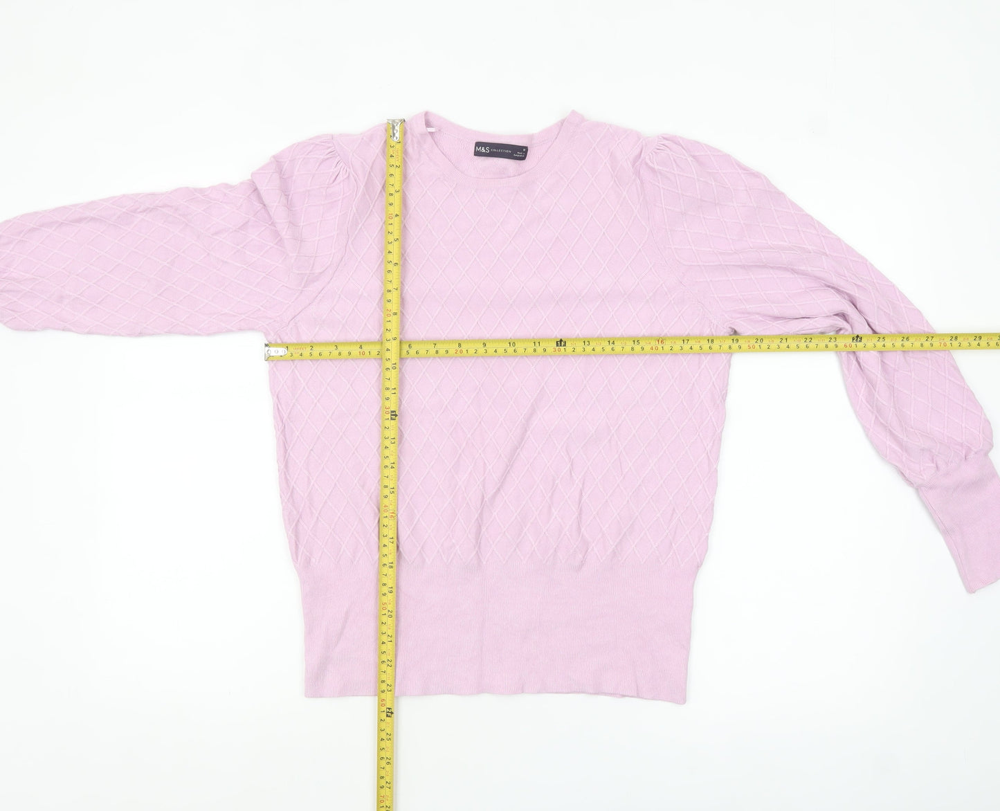 Marks and Spencer Women Pink Size 16 Diamond Knit Pullover Jumper