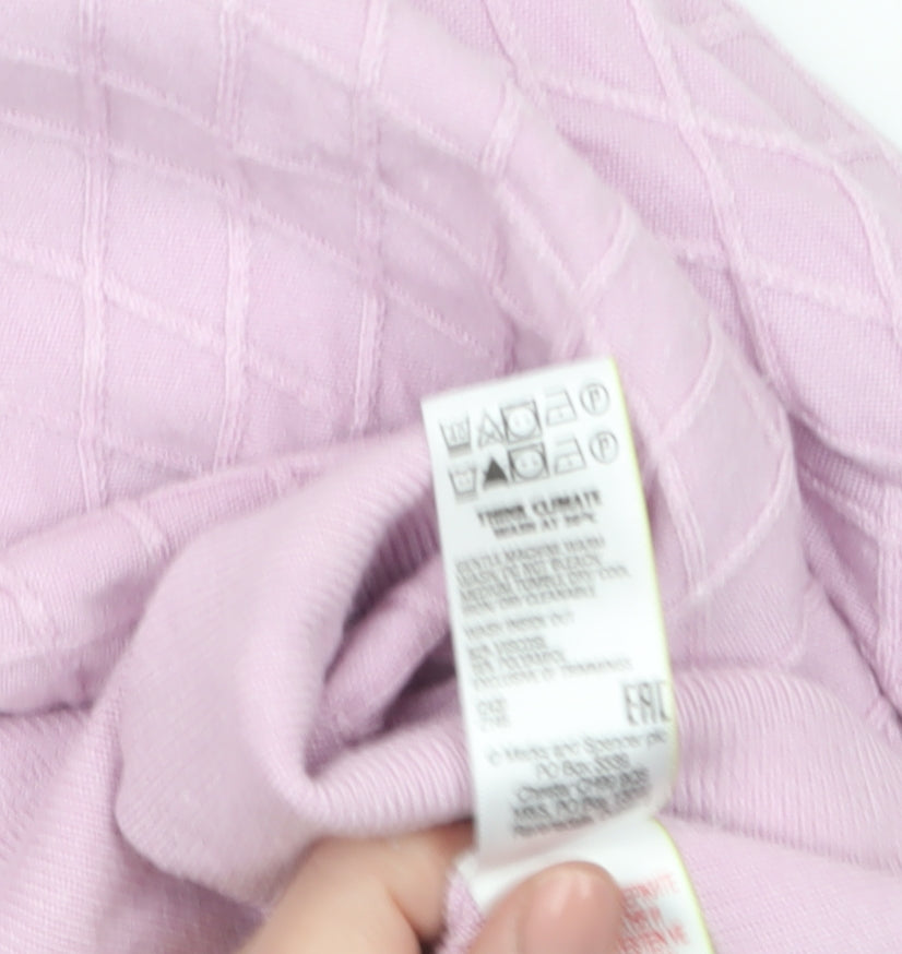 Marks and Spencer Women Pink Size 16 Diamond Knit Pullover Jumper
