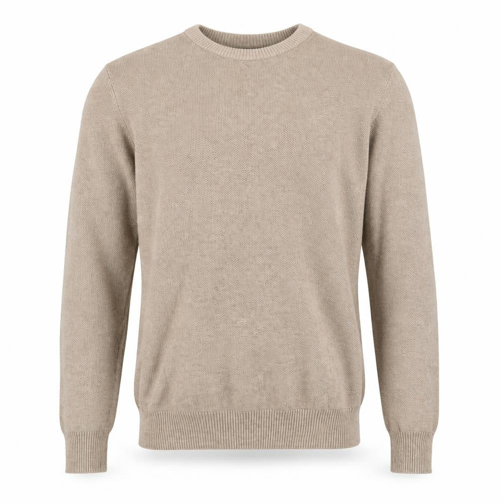 True Classic Men's Beige Cotton Crew Neck Pullover Jumper M