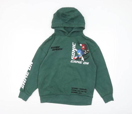Next Boys Green Sonic the Hedgehog Pullover Hoodie 11 Years Cotton Blend