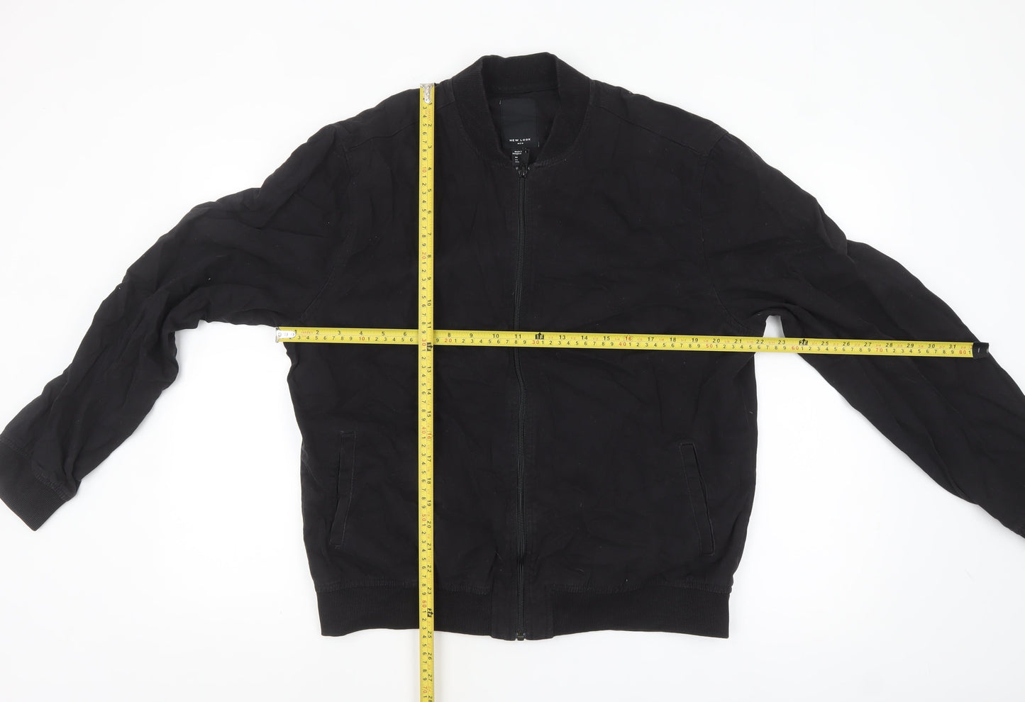 New Look Men’s Black Bomber Jacket Size M Cotton Zip Casual