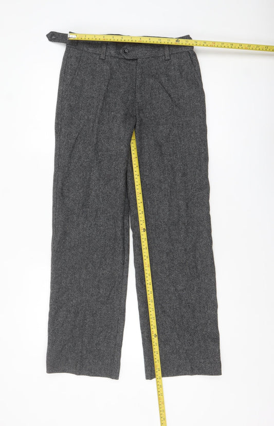 Next Heritage Grey Wool Blend Womens Slim Low Rise Trousers Size 8S