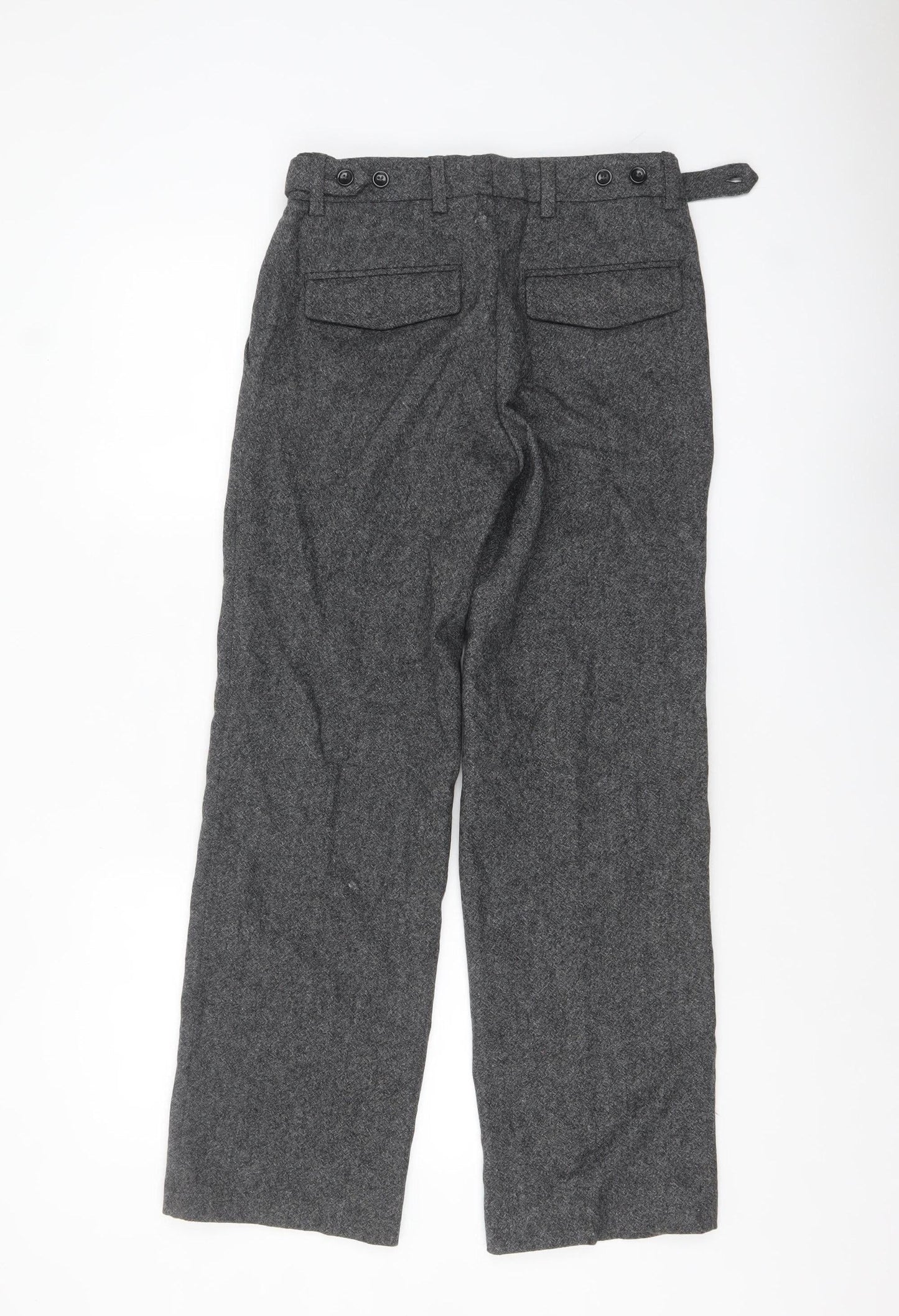 Next Heritage Grey Wool Blend Womens Slim Low Rise Trousers Size 8S