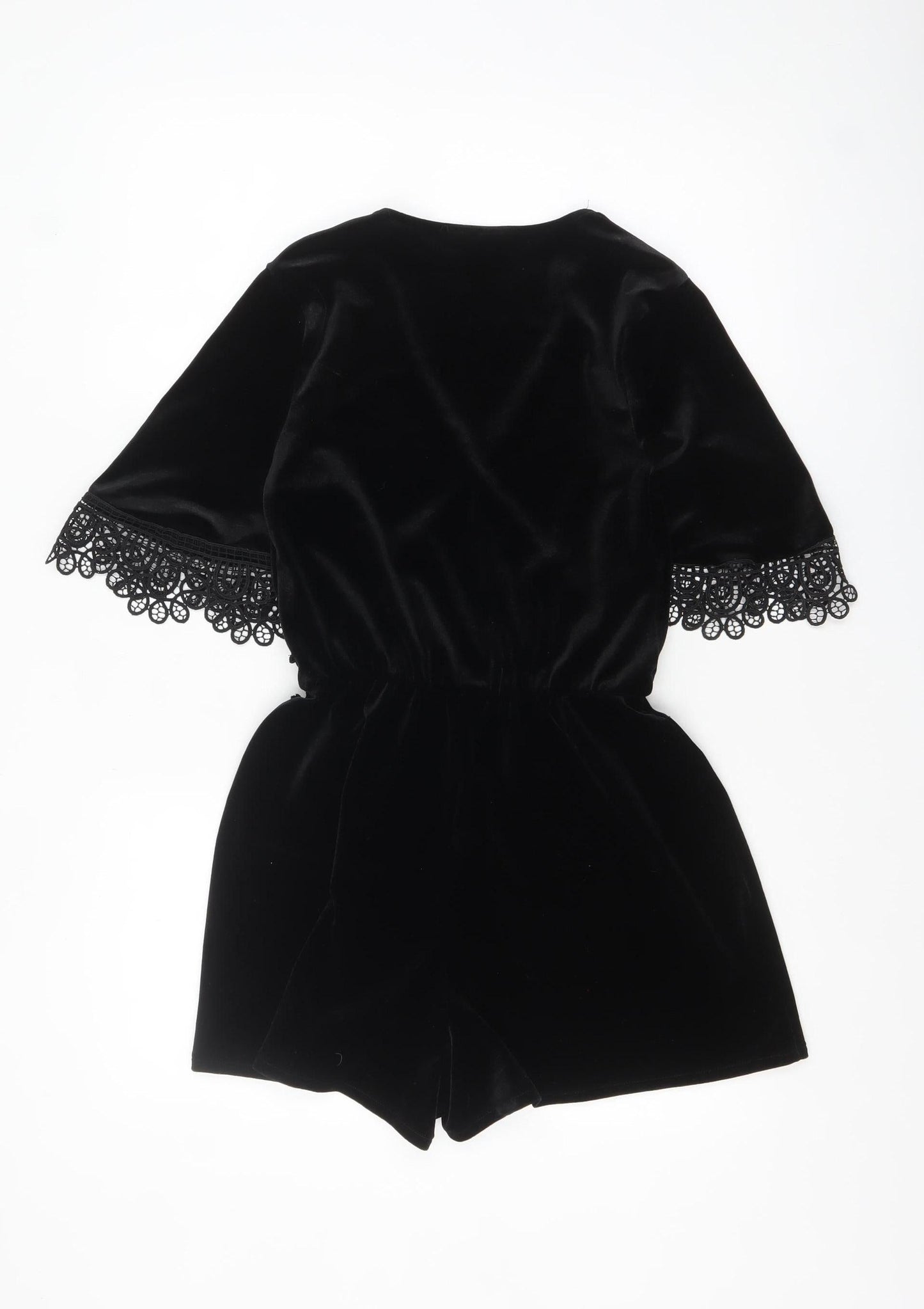 Topshop Women’s Black Velvet Lace Playsuit Size 6
