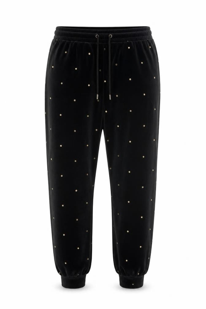 Marks and Spencer Women’s Black Studded Velvet Jogger Trousers L