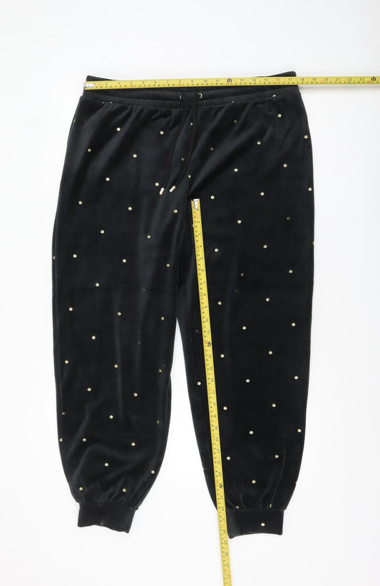 Marks and Spencer Women’s Black Studded Velvet Jogger Trousers L