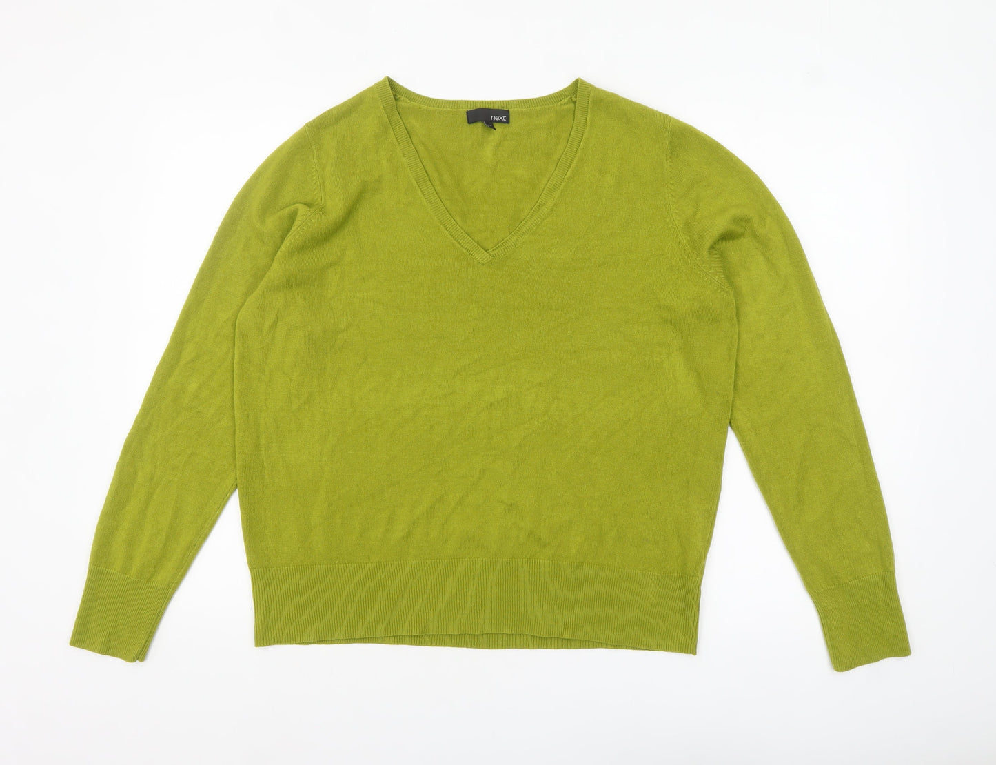 Next Women’s Green V-Neck Acrylic Pullover Jumper Size 18